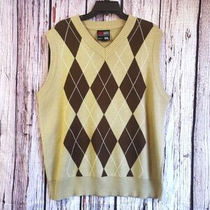 Southpole Y2K Vintage Sweater Vest XXL V-Neck Mends Brown Diamond Acrylic